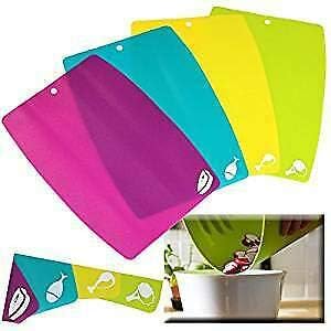 Set of 4 Flexible Chopping Boards Flexi Cutting Sheet Mats Colour Coded Labels