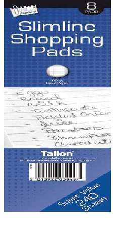 Slimline lined shopping pads to do lists note book white plain covers 30 sheets x 1 set(8 pads)