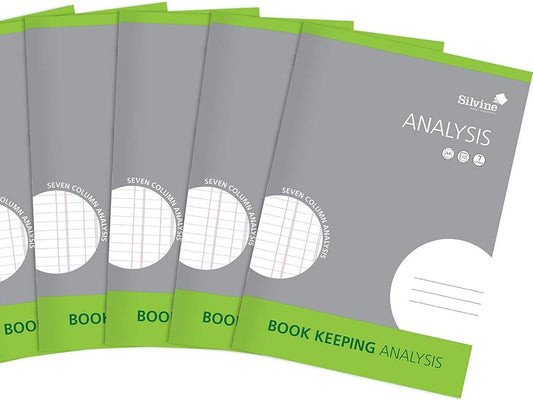 A4 Book Keeping Analysis, 32 Pages Printed 'Analysis' 7 Columns - Ref SJA4A-P [Pack of 6]