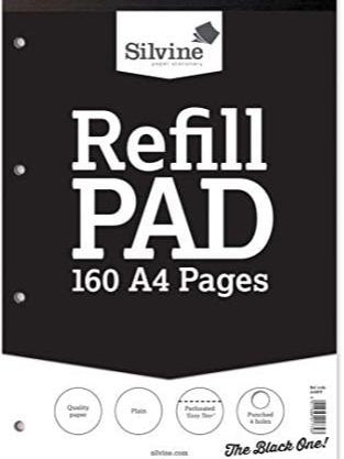 2x Silvine 160 Page A4 Refill Pad, Head Bound and Punched 4 Holes.