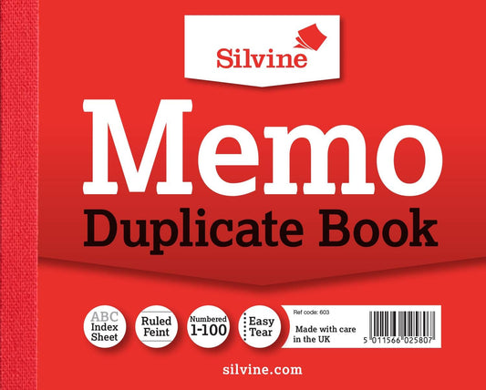 Duplicate Memo Book - Numbered 1-100 with index sheet (102 x 127mm) [Pack of 12]