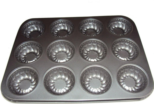 12 HOLE MUFFIN TRAY NON STICK Metal Oven Fairy Cup Cake Baking Tin Pan