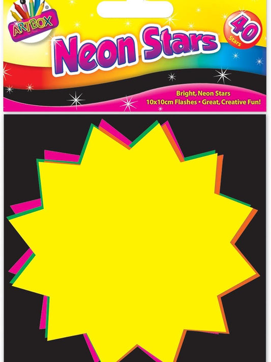 10x10cm Fluorescent Stars (Pack of 40), Assorted, 6219