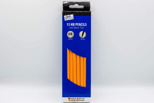 HB PENCILS WITH ERASER TOPS 15 PACK